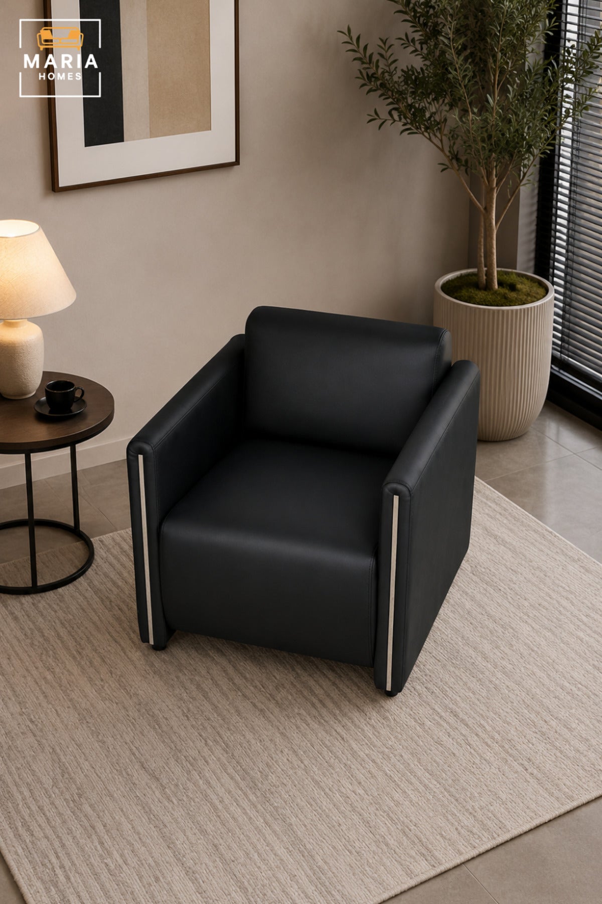 Modern Single Seater Armchair with Padded Seat & Supportive Backrest | Contemporary Accent Chair for Office, Reception, Lounge & Waiting Area