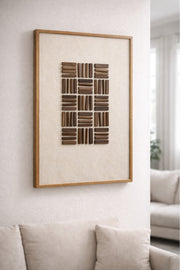 Natural Wood Geometric Wall Art with Wooden Frame Decorative Panel natural wood
