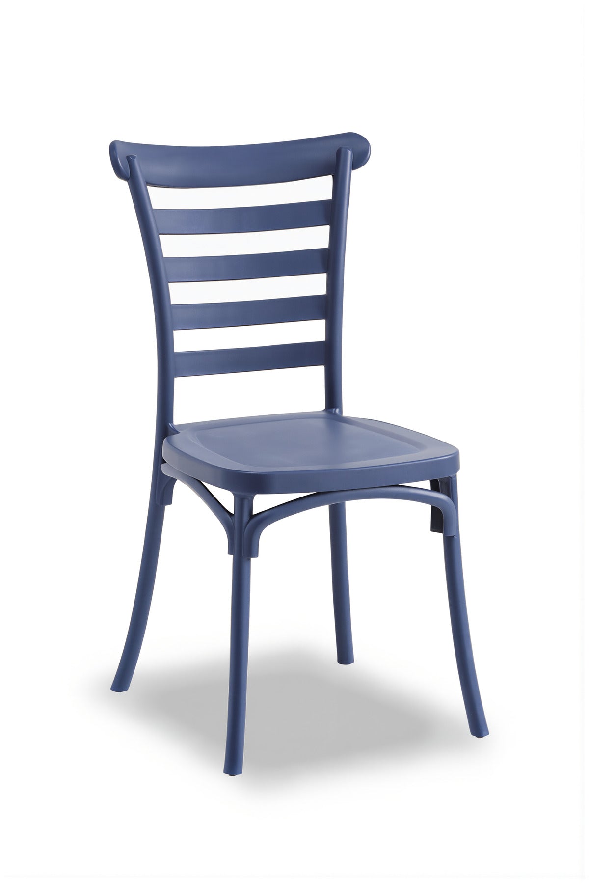 Blue Plastic Ladder Back Chair √ê Modern Stackable Armless Dining Chair for Indoor & Outdoor Use