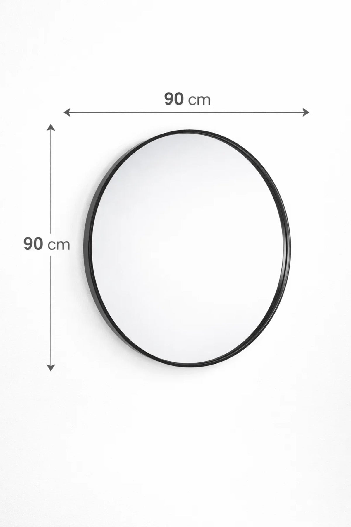 Modern Round Wall Mirror with Black Frame for Bathroom & Living Room