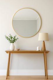 Round Wall Mirror with Gold Frame Ð 100 cm Modern Decorative Mirror for Living Room & Bedroom