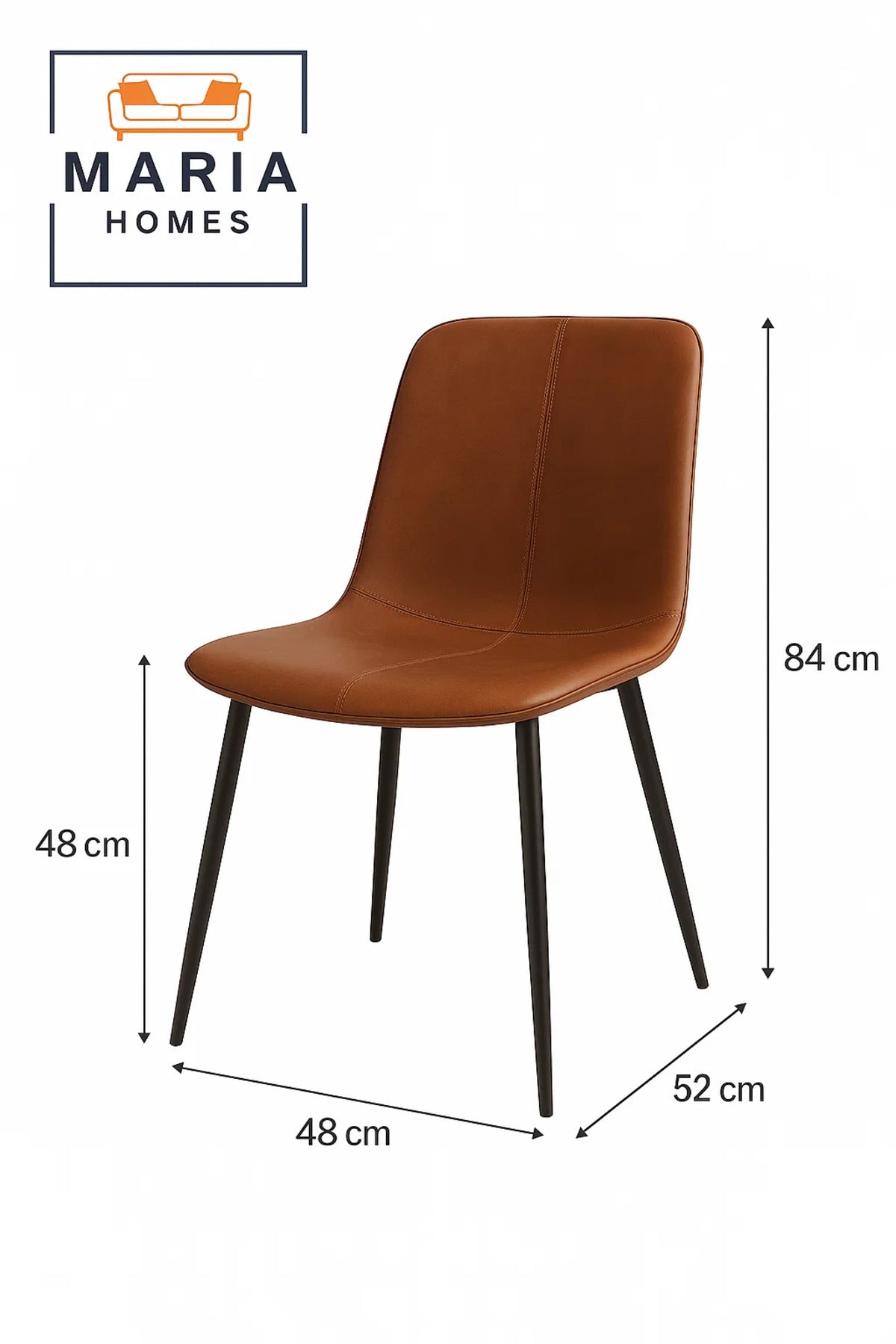Brown Faux Leather Dining Chair with Cross Stitch Detail and Black Metal Legs Ð Modern Comfort