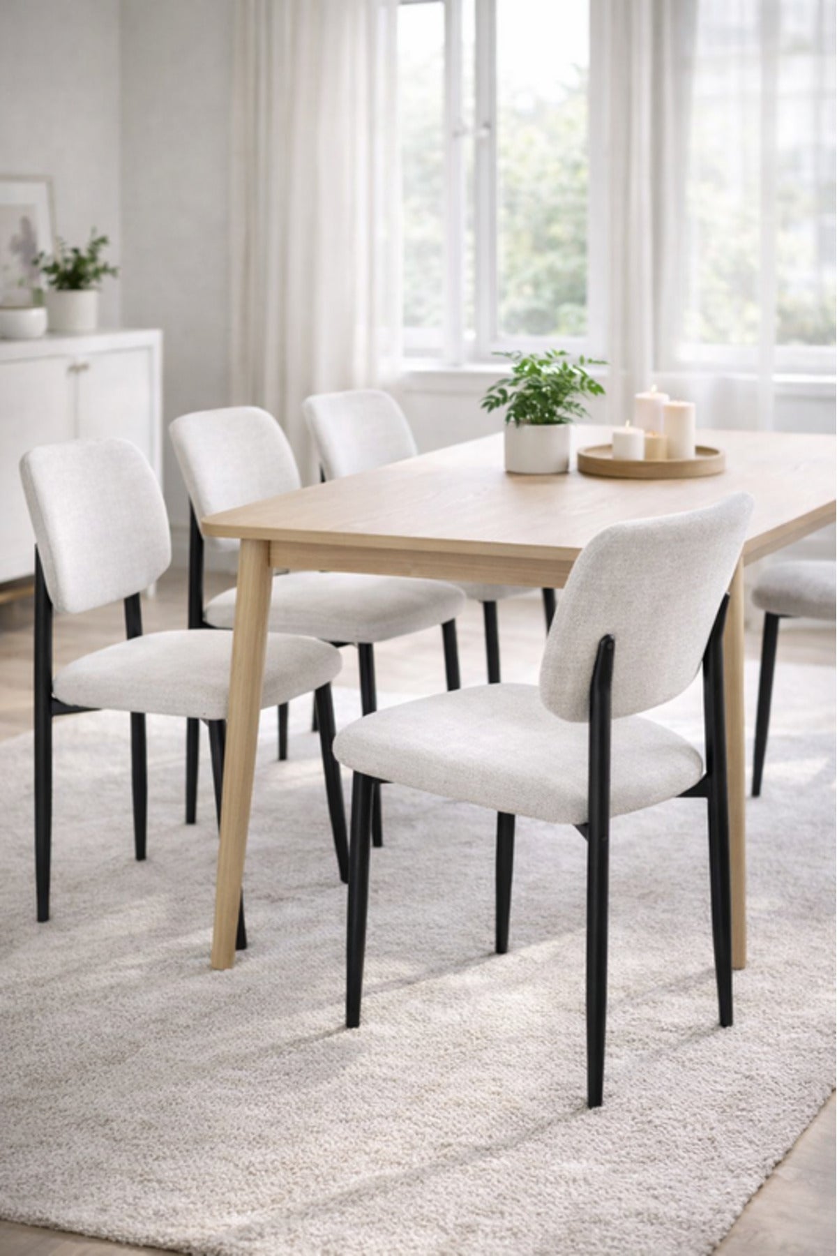 Stylish White Dining Chair with Black Metal Legs stylish white dining Kitchen