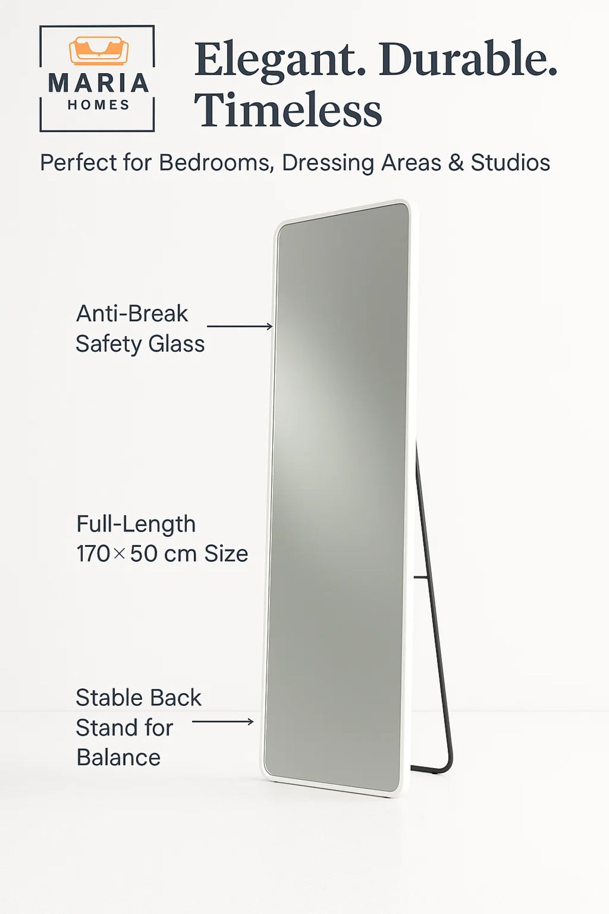 White Full Length Mirror Standing Modern Dressing Floor Mirror Home D≈Ωcor Wall Mounted 170_50