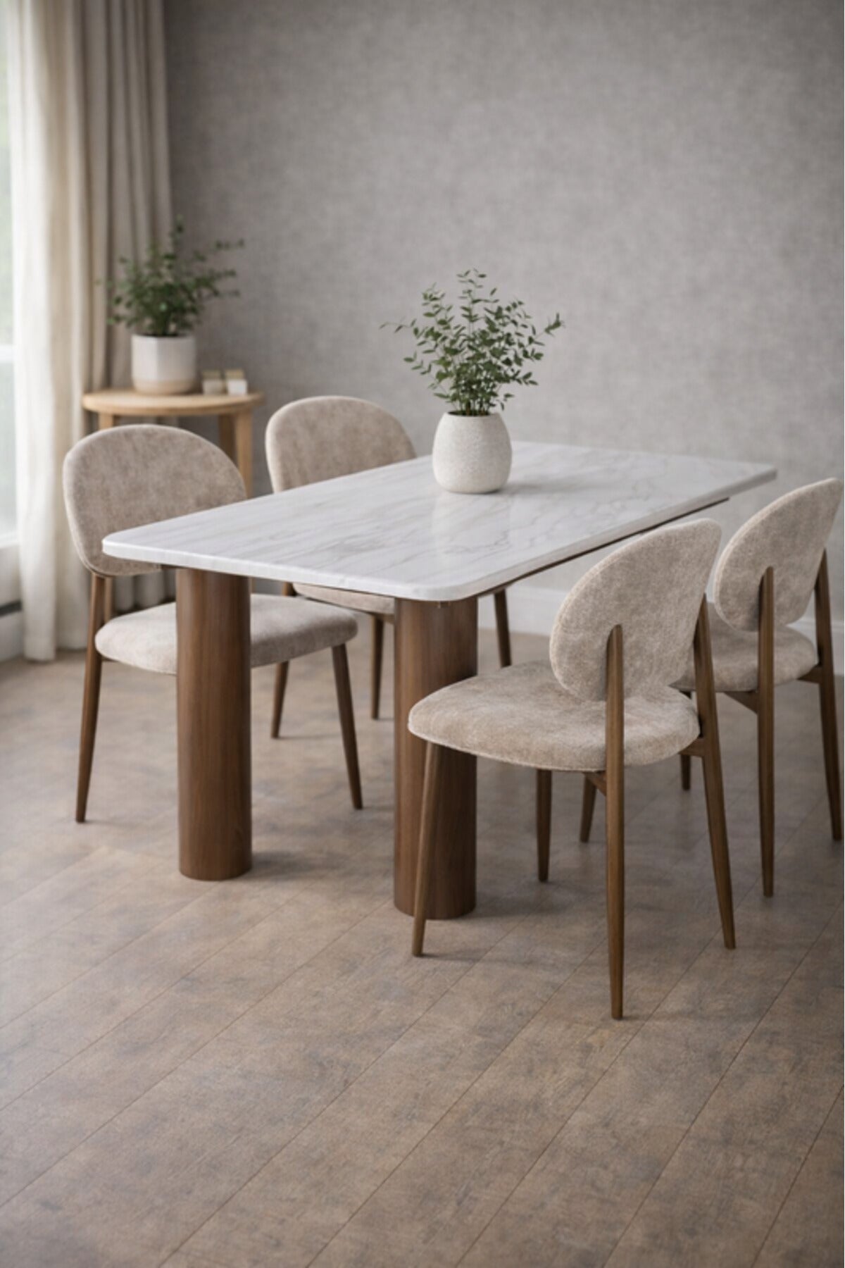 Marble Top Dining Table Set with 4 Chairs 160x90x75cm Modern marble top dining Dinner