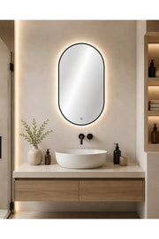 Minimalist Oval LED Wall Mirror with Touch Sensor & Warm Backlight √ê Modern Decorative