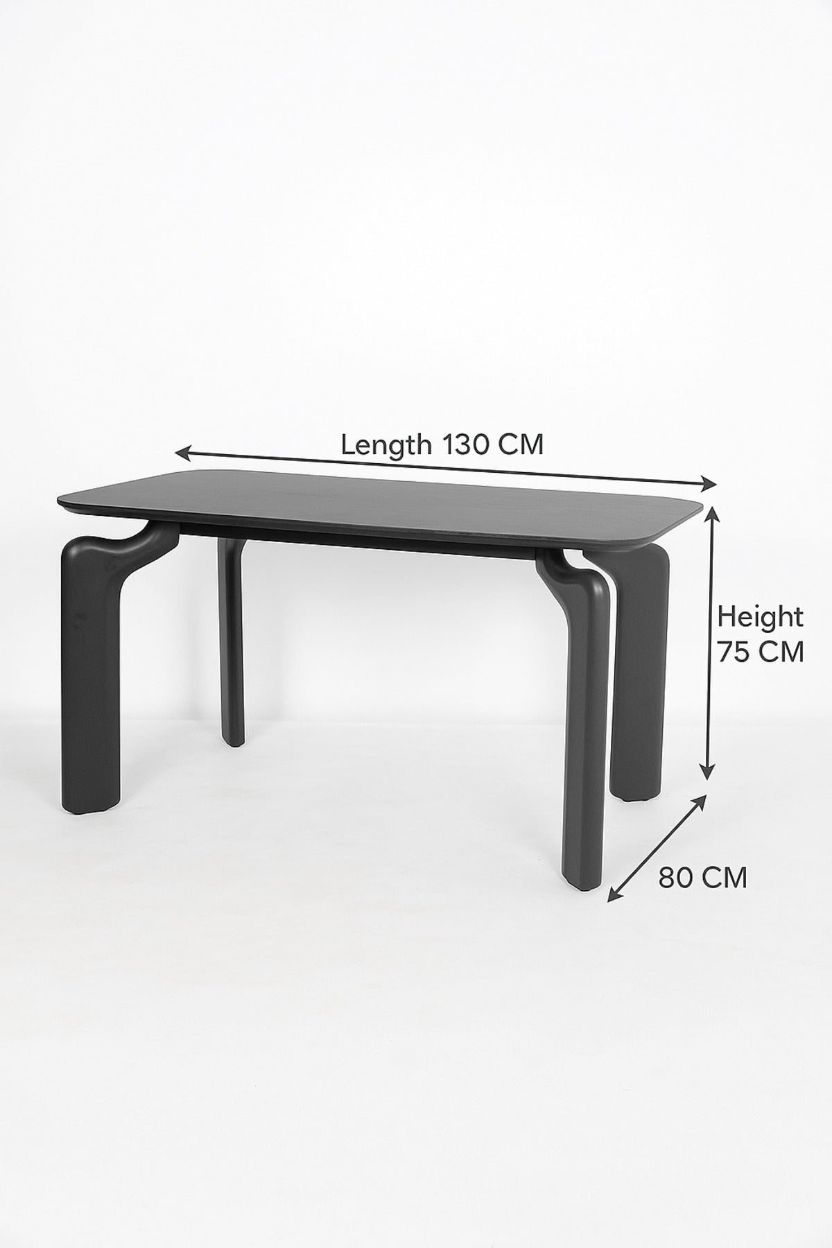 Modern Black Dining Table DT-808 Ð 130_80_75 cm | Stylish Rectangular Table with Designer Curved Leg
