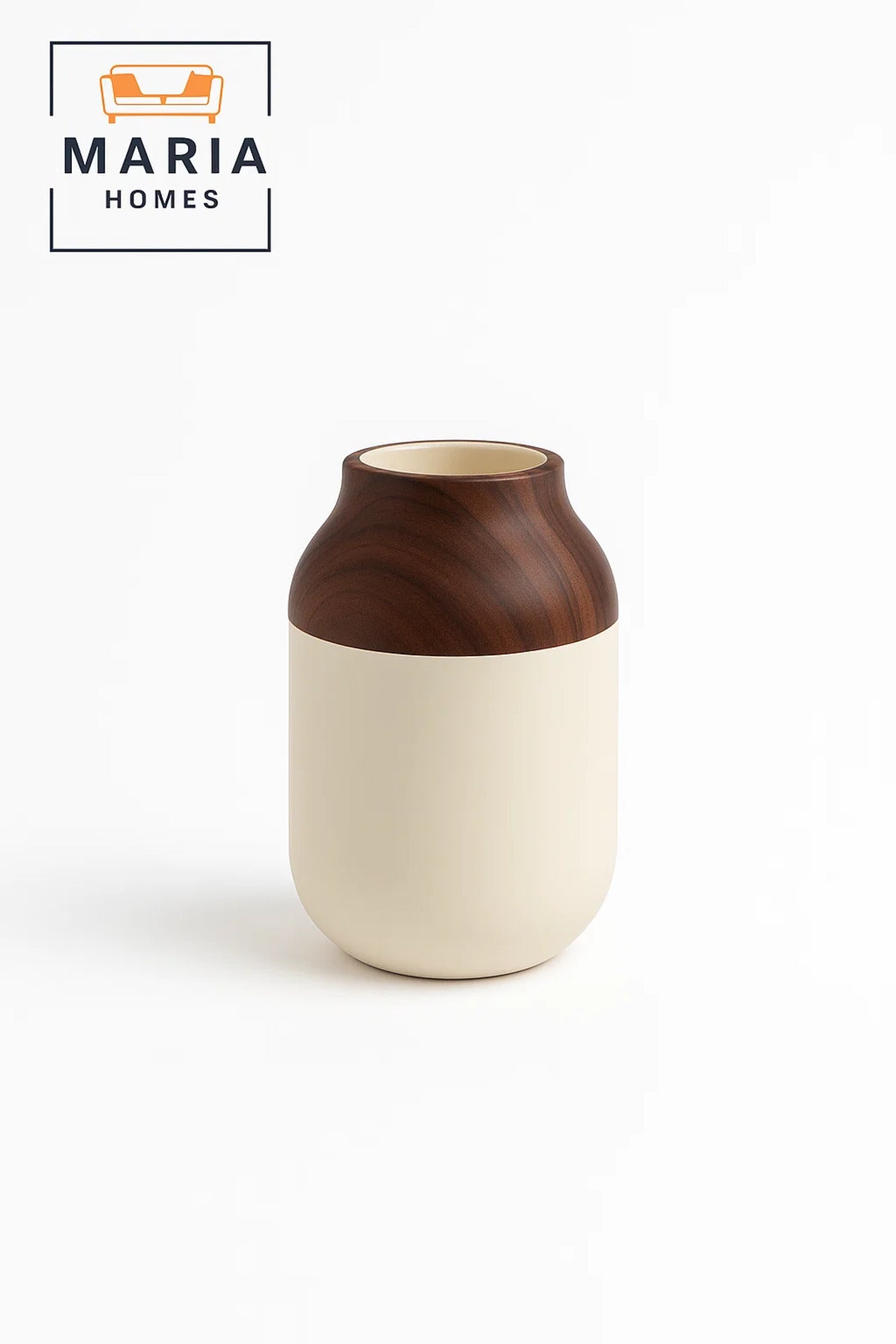 Modern Decorative Vase Ð Ceramic Flower Vase Ð Wood-Effect Home Decor Accessory