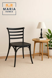 Black Stackable Plastic Dining Chair with Ladder Back