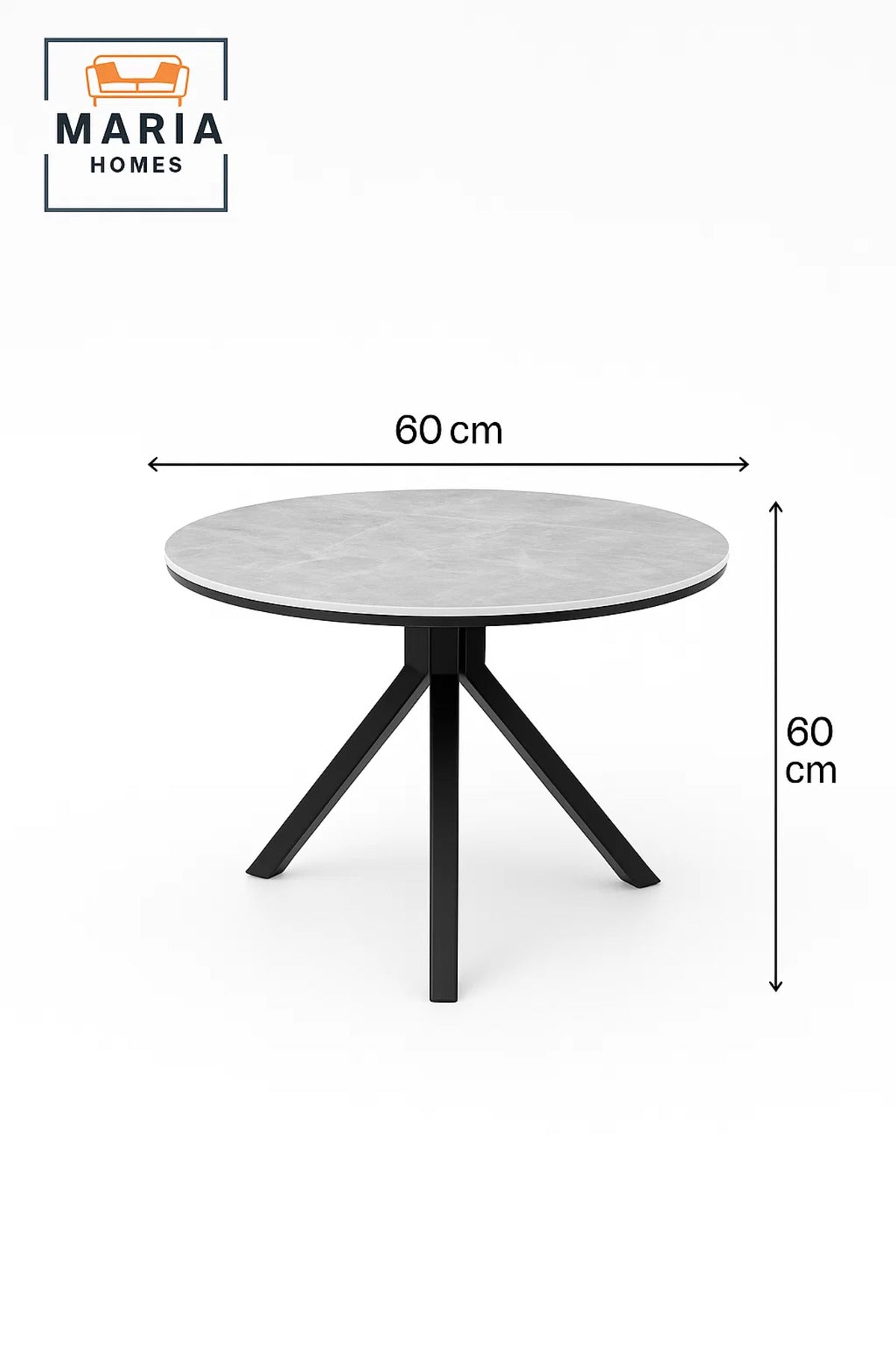Round Grey Marble Dining Table √ê Modern Caf≈Ω, Restaurant, Office & Home Metal Furniture 60_60_60 cm