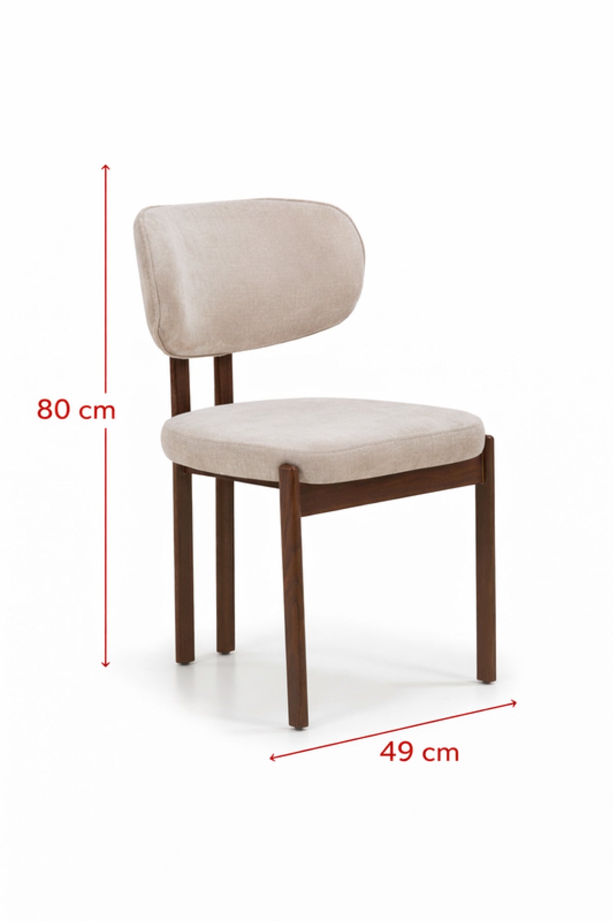 Beige Upholstered Chair with Wooden Legs, 80x49x48 CM beige upholstered chair Kitchen