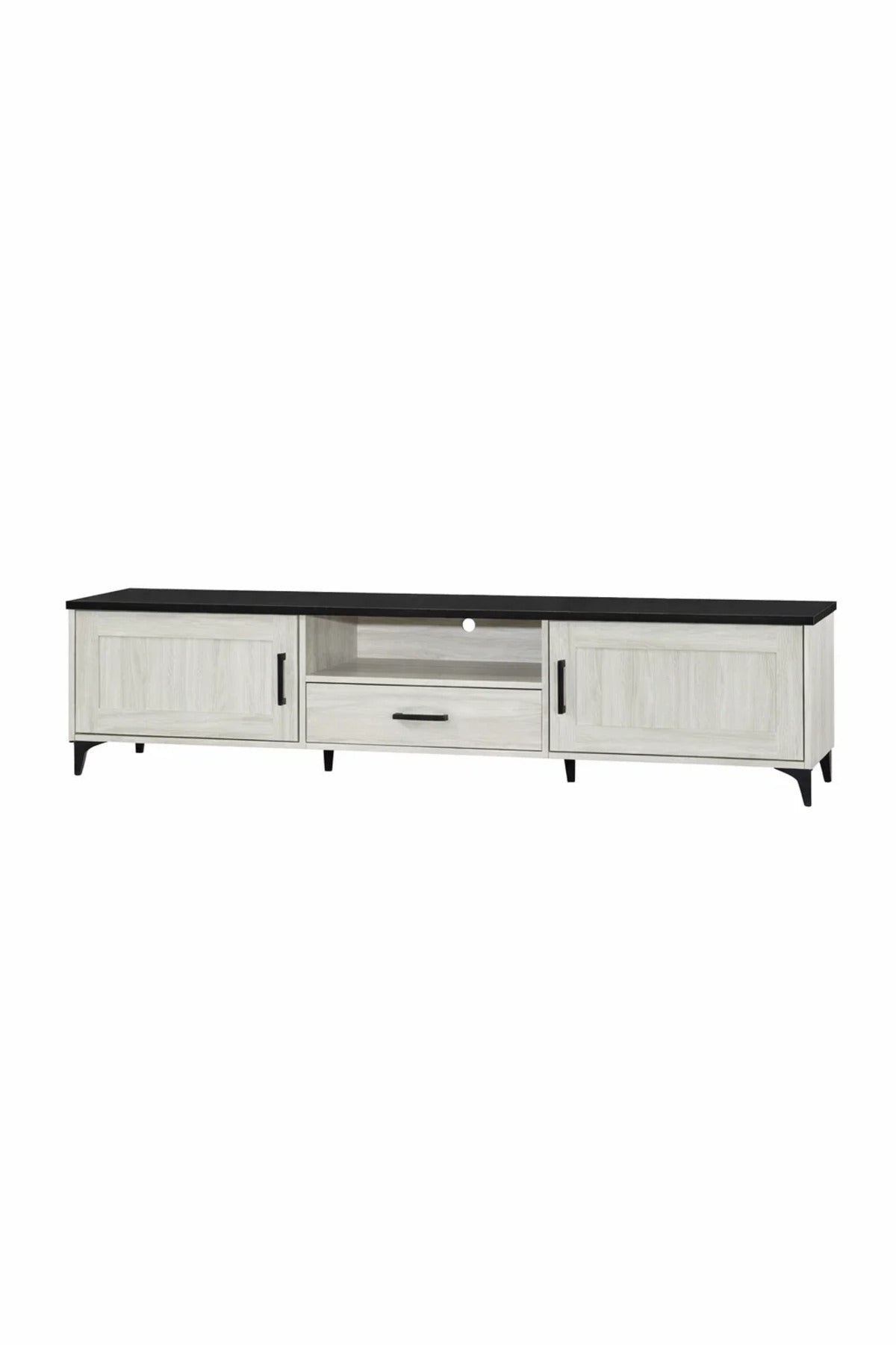 White Oak TV Stand √ê 200x40x50 cm Modern Wooden Plasma Table with Cabinets & Drawer