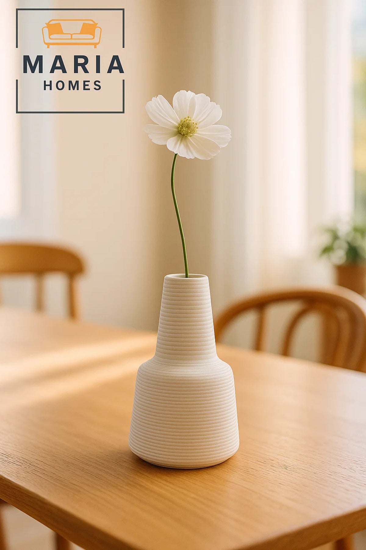 Modern White Decorative Vase Ð Textured Ceramic Table Vase for Home & Office Decor