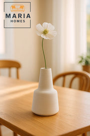 Modern White Decorative Vase Ð Textured Ceramic Table Vase for Home & Office Decor