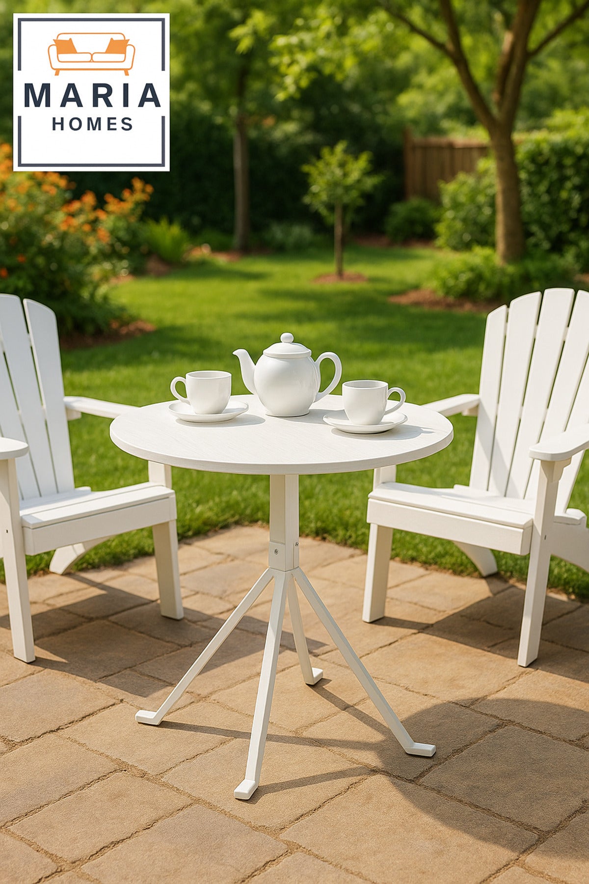 Modern White Round Metal CafŽ Table with Tripod Base
