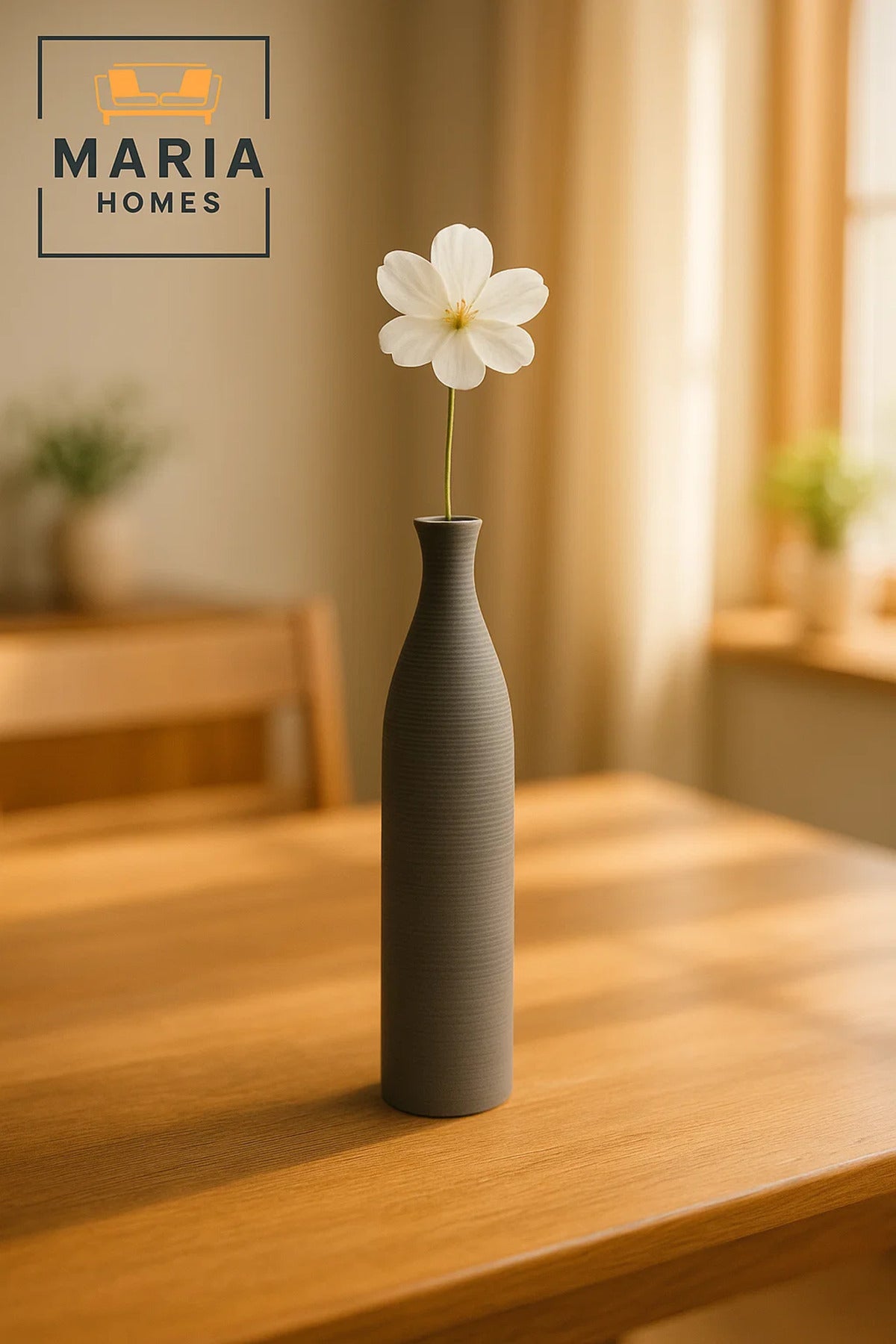 Modern Grey Decorative Vase Ð Tall Ceramic Flower Vase for Home and Office Decor