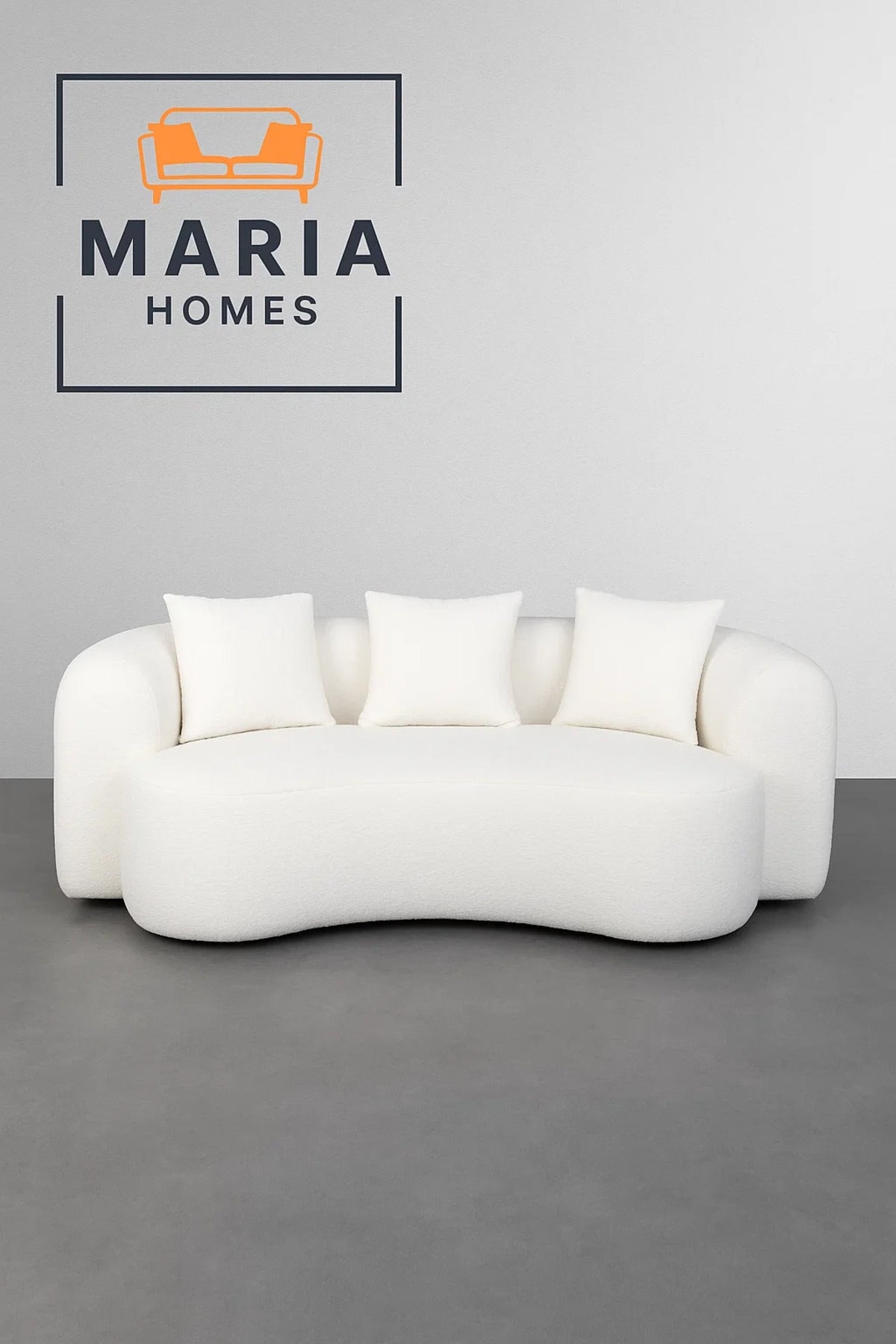 Curved White Kanab Sofa with Cushions