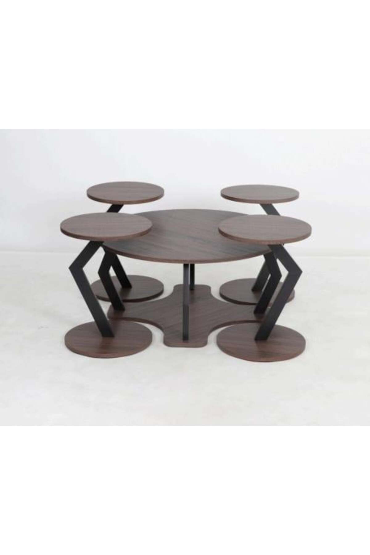 Round Coffee Table Set with Unique Zigzag Base-size 90*45 CM