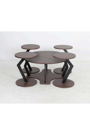 Round Coffee Table Set with Unique Zigzag Base-size 90*45 CM