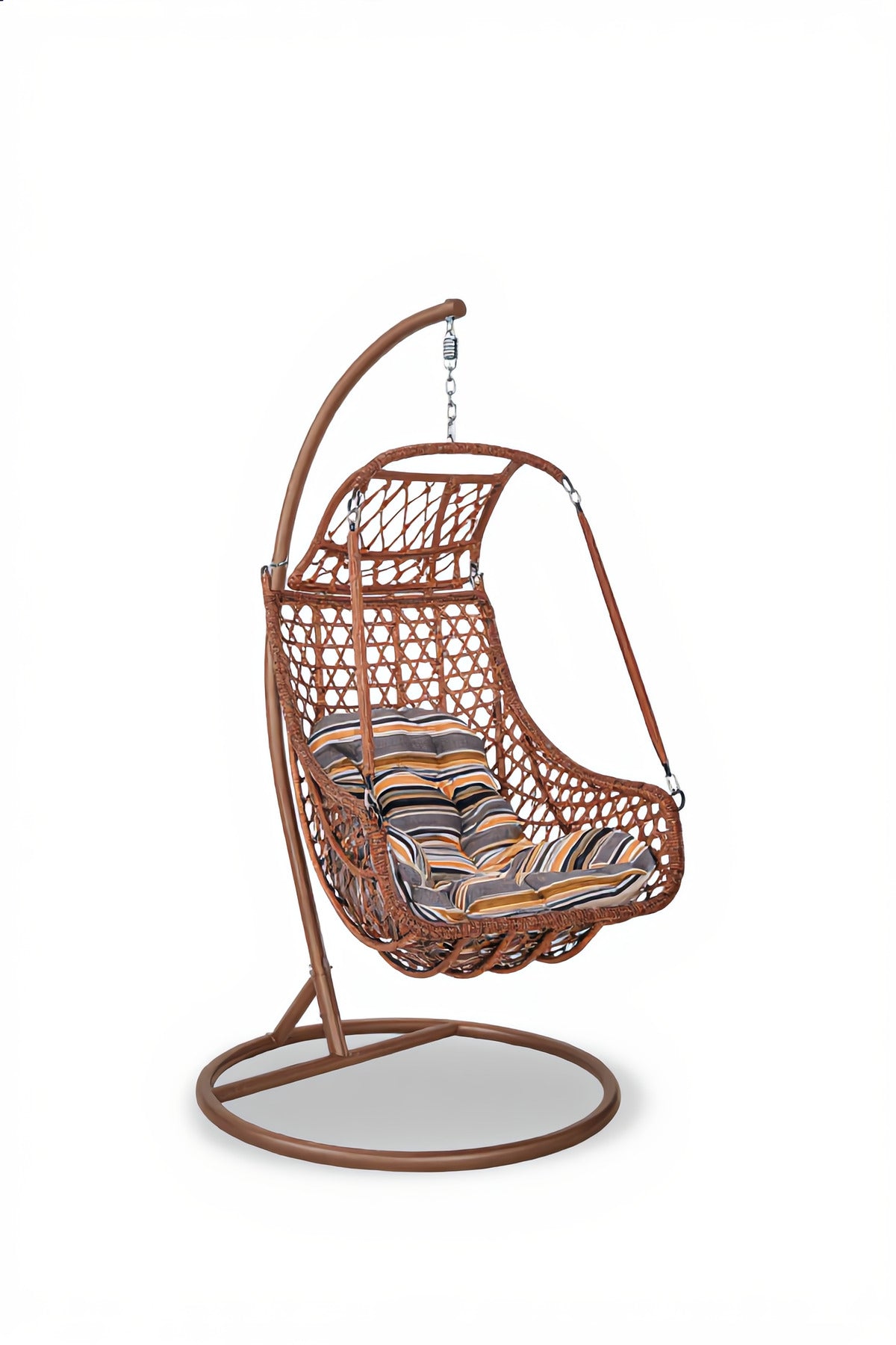 Rattan Hanging Swing Chair with Stand and Canopy for Indoor Outdoor Garden Patio Balcony