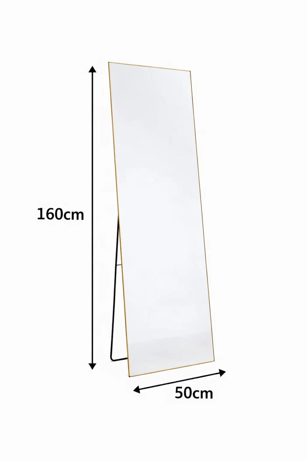 Modern Gold Full Length Standing Mirror 160x50cm Metal Frame Floor Mirror for Bedroom M29 Gold