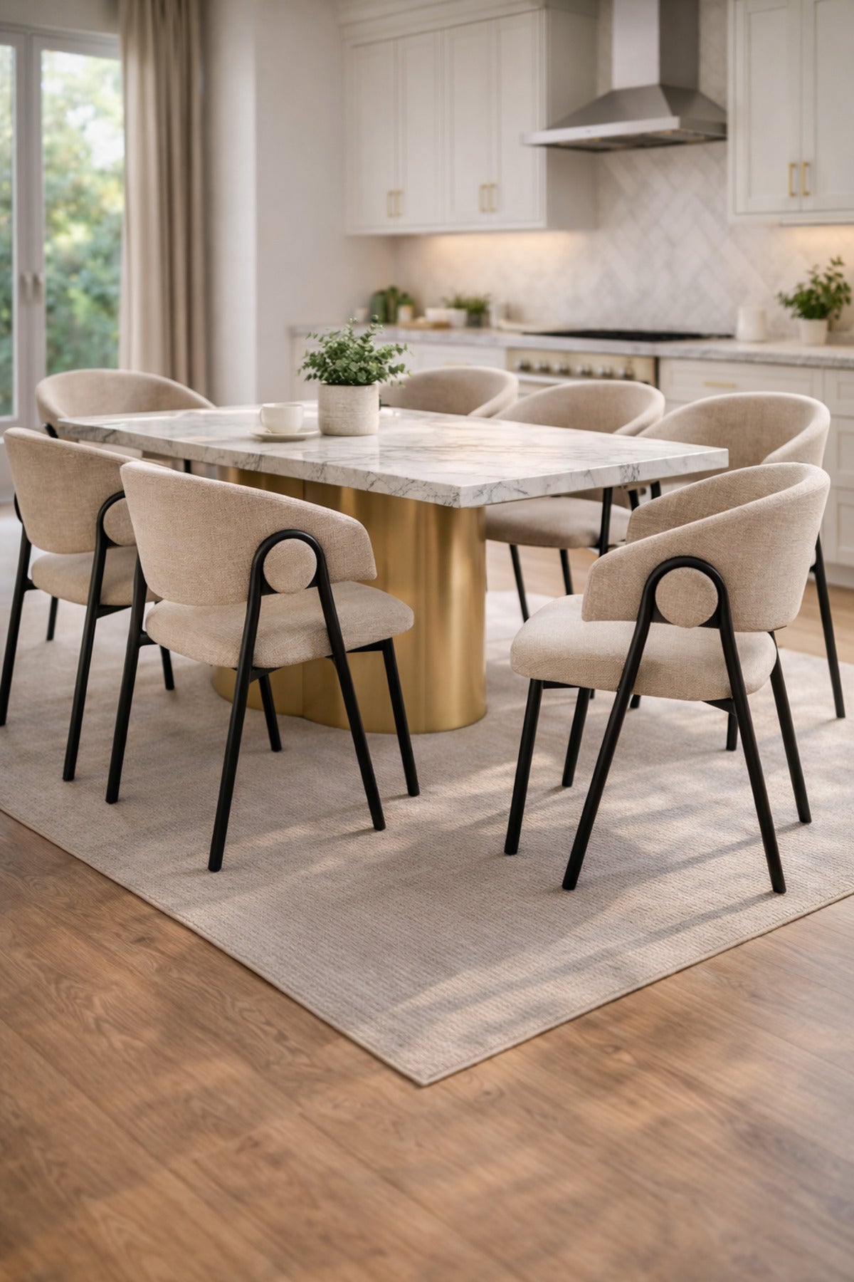 Light Beige Armchair with Black Metal Legs, 80x45x49 CM light beige armchair Kitchen