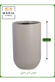 Fiber Circular Pot 100x60 cm Ð Large Indoor Decorative Planter in Beige