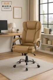 Beige Executive Office Chair With High Back And Padded Support For Home Or Workplace Comfort
