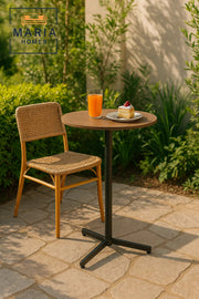 Modern Brown Round High Table 60_104 cm Ð Tall CafŽ Bar Table with Metal Base