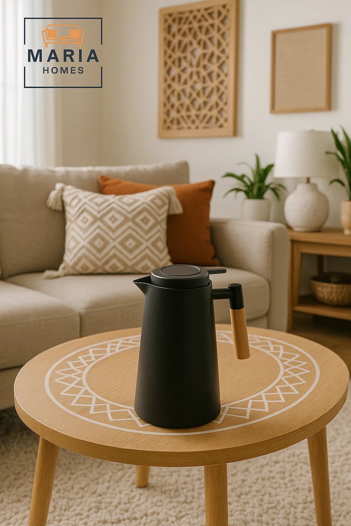 Matte Black Thermal Insulated Jug with Wooden Handle