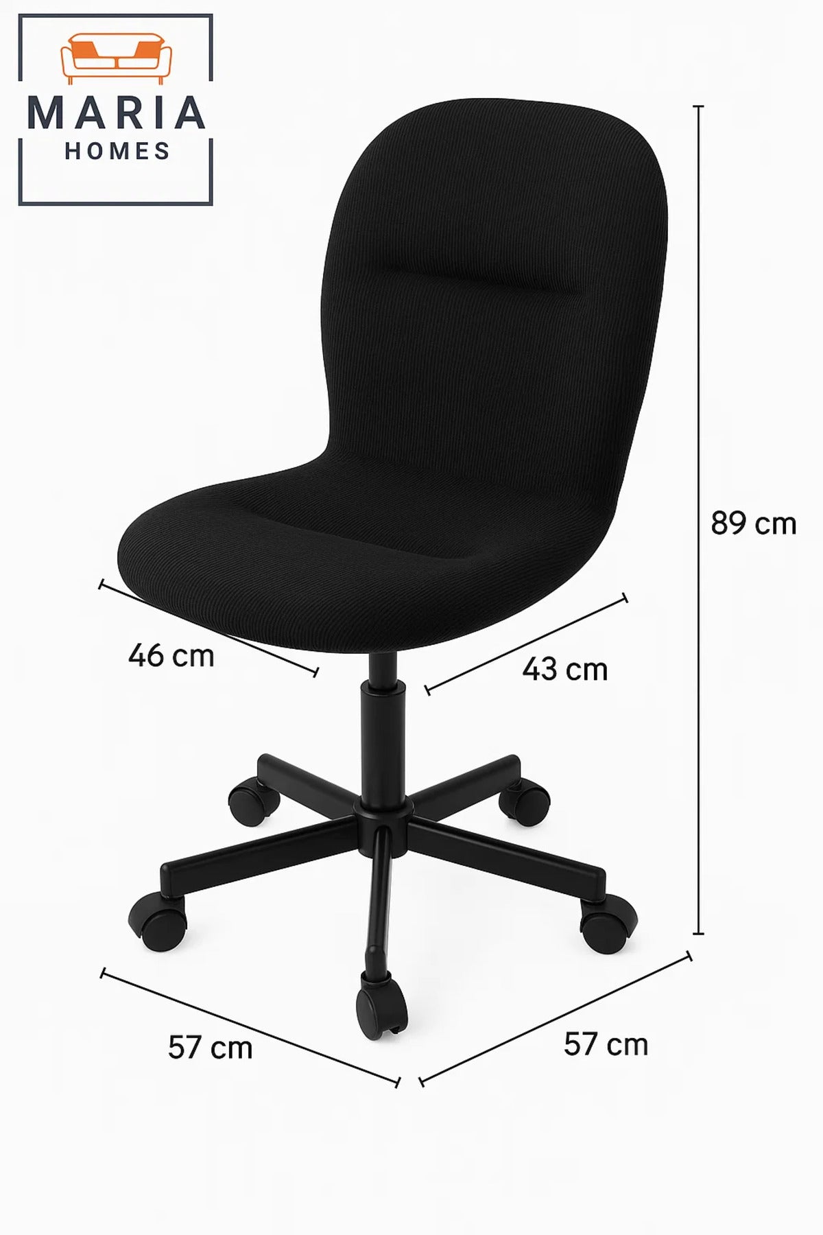 Ergonomic Black Office Chair with Fabric Seat and Wheels Ð Swivel Task Chair for Home or Office