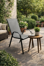 Premium Outdoor Garden Chair Stackable Metal Frame with Breathable Mesh Sling for Patio Balcony
