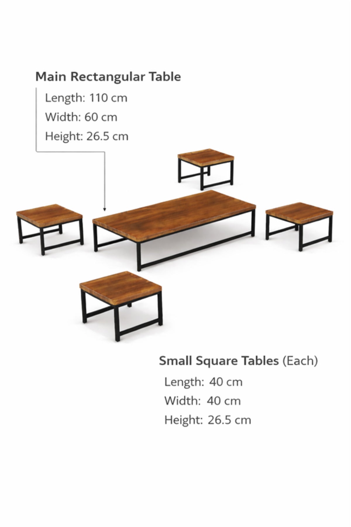 Modern Brown Coffee Table Set with 4 Side Tables 110 _ 60 26.5 cm modern brown coffee